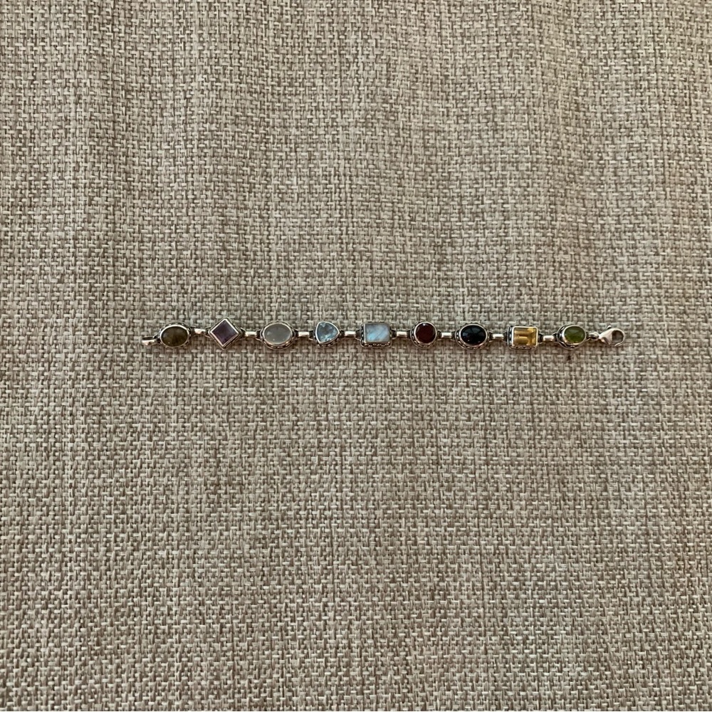 7 inch Silver Bracelet with Stones